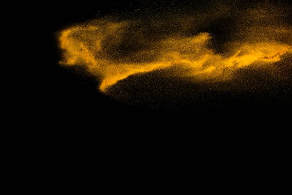 Kahverengi Parçacıklar Siyah Arka Plan Üzerinde Toz Sıçrama Kahverengi Toz — Stok fotoğraf