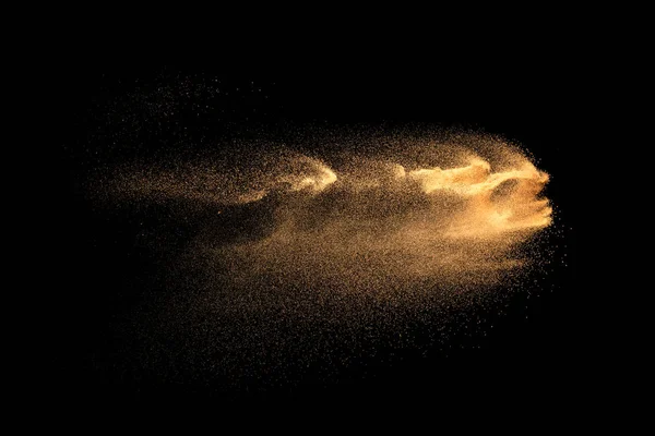 Καφέ Σωματίδια Πιτσιλίζουν Σκόνη Μαύρο Φόντο Έκρηξη Καφέ Σκόνης — Φωτογραφία Αρχείου