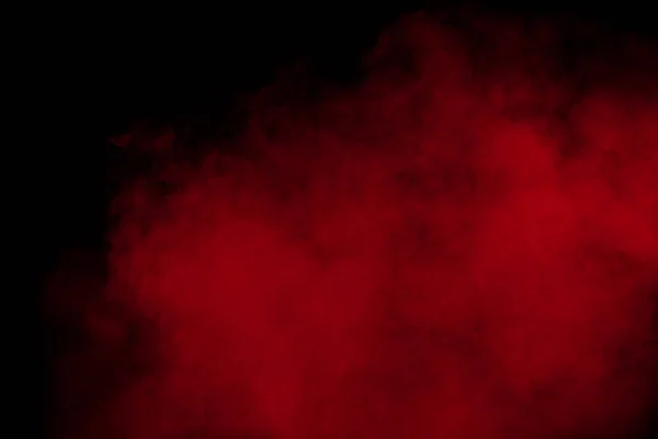 Röd Färg Pulver Explosion Svart Bakgrund Freeze Rörelse Röda Damm — Stockfoto