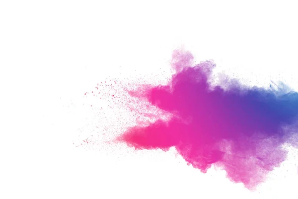 Abstrakt Multi Färgpulver Explosion Vit Bakgrund Frysa Rörelse Dammpartiklar Stänk — Stockfoto