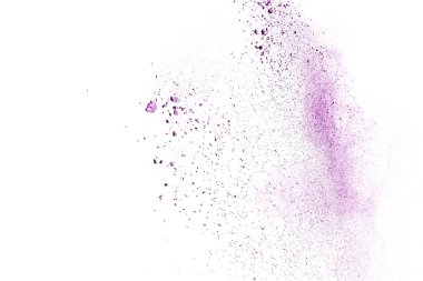 Soyut çok renkli toz beyaz arkaplana sıçramış, renk tozunun donma hareketi patlıyor