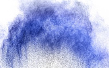 Soyut çok renkli toz beyaz arkaplana sıçramış, renk tozunun donma hareketi patlıyor