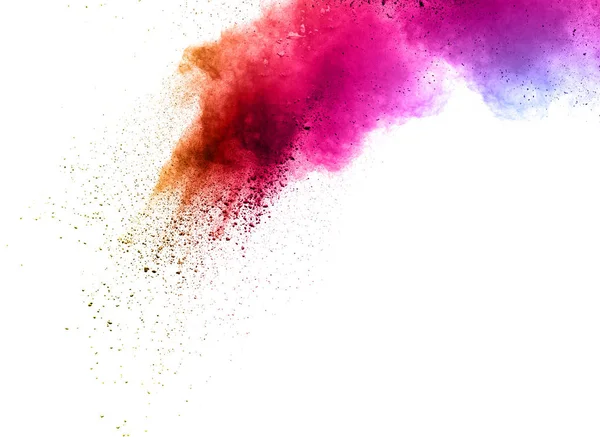 Abstract Multicolored Powder Splatted White Background Freeze Motion Color Powder — Stock Photo, Image