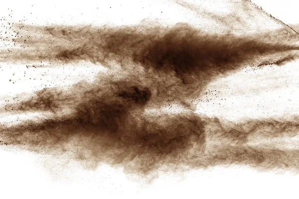 Chmura Pyłu Brązowy Brązowy Cząstek Splattered Białym Tle — Zdjęcie stockowe