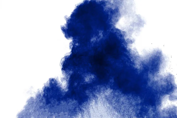Dziwaczne Formy Niebieski Proszek Rozbić Chmury Białym Tle Uruchomiła Niebieski — Zdjęcie stockowe