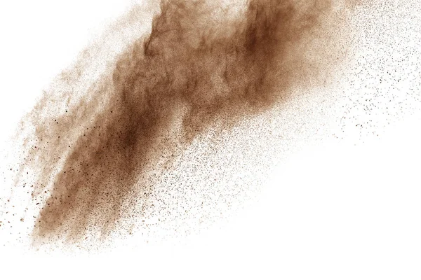 Congelar Movimiento Polvo Marrón Explotando Diseño Abstracto Nube Polvo Marrón —  Fotos de Stock