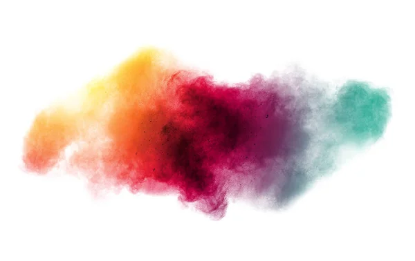 Kolorowe Tło Pastelowej Eksplozji Proszku Multi Kolorowy Pył Splash Białym — Zdjęcie stockowe