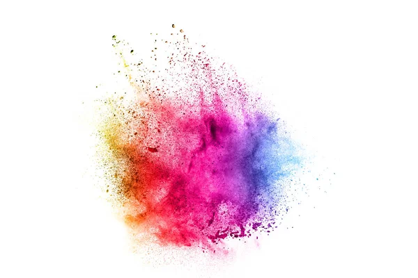 Färgglad explosion för glad Holi pulver. Abstrakt bakgrund av färg partiklar explosion eller stänk. — Stockfoto