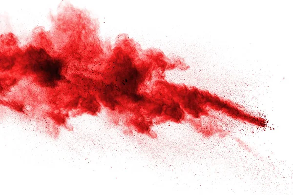 Облако Взрыва Красного Порошка Белом Фоне Замораживание Движения Частиц Красной — стоковое фото