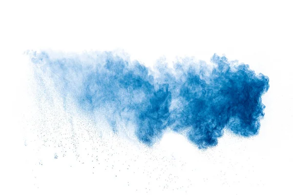 Вибух Порошку Синього Кольору Білому Тлі — стокове фото