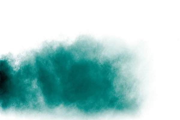 Esplosione Polvere Verde Sfondo Bianco — Foto Stock