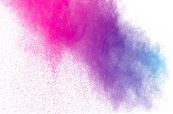 Взрыв Цветного Порошка Красивый Порошок Улетел Облако Светящегося Порошка Белом — стоковое фото