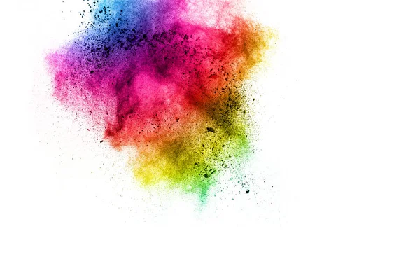 Painted Powder Explosion White Background Multicolored Dust Explode Celebration Holiday — Stock Photo, Image