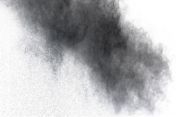 Abstract Ontwerp Van Zwarte Poeder Wolk Tegen Witte Achtergrond — Stockfoto