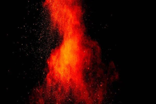 Rojo Naranja Polvo Explosión Nube Aislada Sobre Fondo Negro —  Fotos de Stock