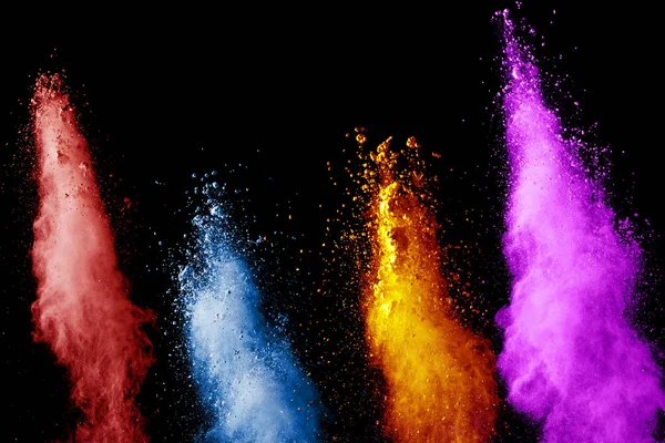 Abstrakte Farbexplosion Auf Schwarzem Hintergrund Abstrakte Gefrierbewegung Von Farbstaubpartikeln — Stockfoto