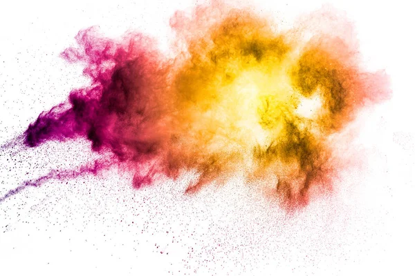 Kolorowy Wybuch Proszku Białym Tle Abstrakcyjny Pastelowy Kolor Cząstek Pyłu — Zdjęcie stockowe