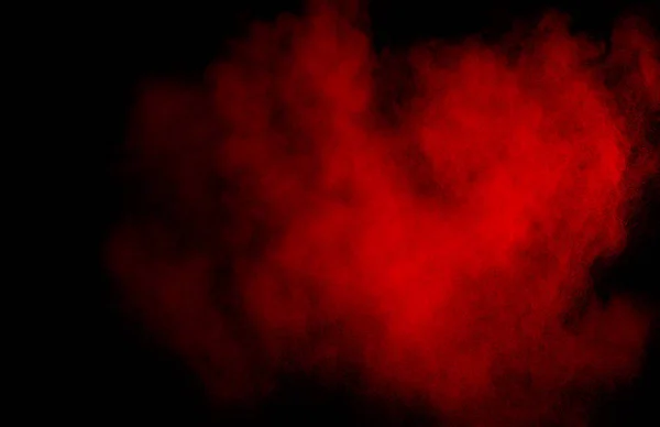 Nuvola Esplosione Polvere Rossa Sfondo Nero Movimento Congelamento Particelle Polvere — Foto Stock