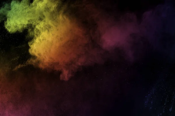 Красочный Фон Взрыва Пастельного Порошка Радужный Цвет Пыли Всплеск Черном — стоковое фото