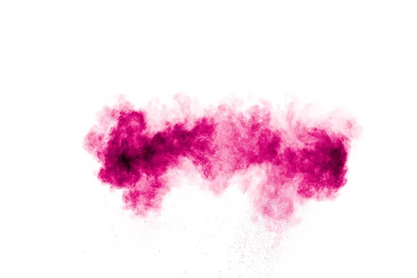 Abstrakte Rosa Staubexplosion Auf Weißem Hintergrund Bewegung Des Rosa Pulverspritzers — Stockfoto