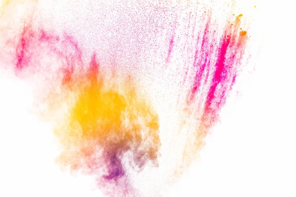 Kolorowy Wybuch Proszku Białym Tle Abstrakcyjny Pastelowy Kolor Cząstek Pyłu — Zdjęcie stockowe