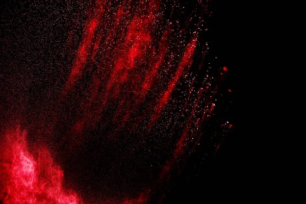 Rood Poeder Explosie Wolk Zwarte Achtergrond Bevries Beweging Van Rode — Stockfoto