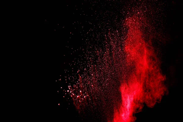 Siyah Arka Planda Kırmızı Toz Bulutu Kırmızı Renkli Toz Parçacıklarının — Stok fotoğraf