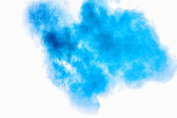 Παράξενες Μορφές Των Μπλε Σκονών Εκραγεί Σύννεφο Λευκό Φόντο Ξεκινήσει — Φωτογραφία Αρχείου