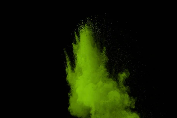 Siyah Arkaplanda Yeşil Toz Patlaması — Stok fotoğraf