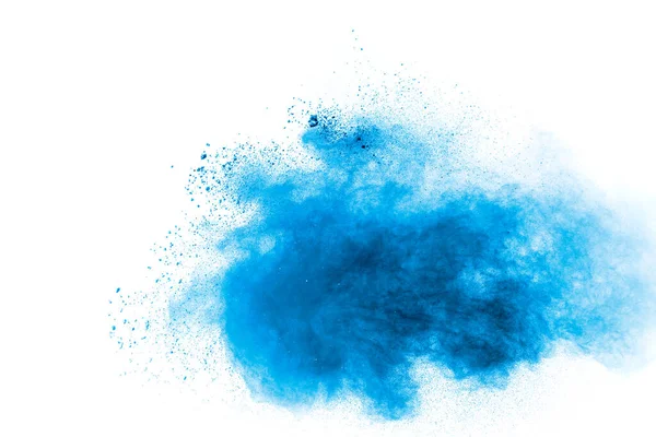 Blaues Farbpulver Explosion Auf Weißem Hintergrund — Stockfoto