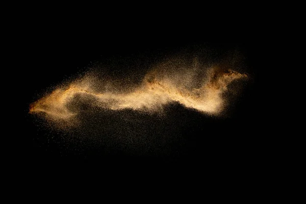 Abstracte Beweging Wazig Bruin Zand Achtergrond Zandexplosie Geïsoleerd Donkere Achtergrond — Stockfoto