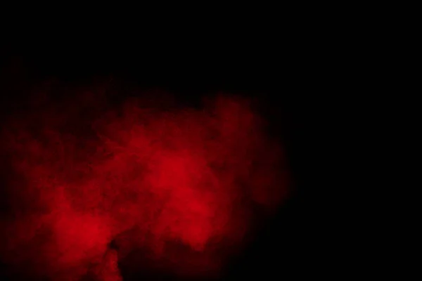 Rotes Pulver Explodiert Auf Schwarzem Hintergrund Gefrierbewegung Von Staubpartikeln Roter — Stockfoto