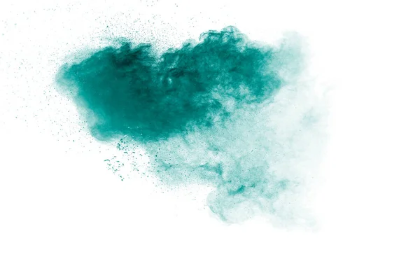白い背景に緑の粉爆発 — ストック写真