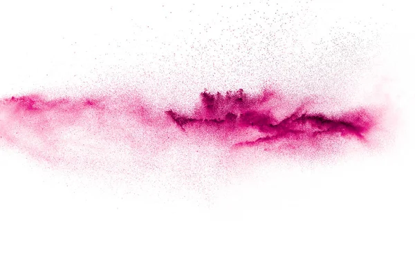 Pinkfarbene Partikel Plätschern Auf Weißem Hintergrund Pinkfarbenes Pulver Explodiert — Stockfoto
