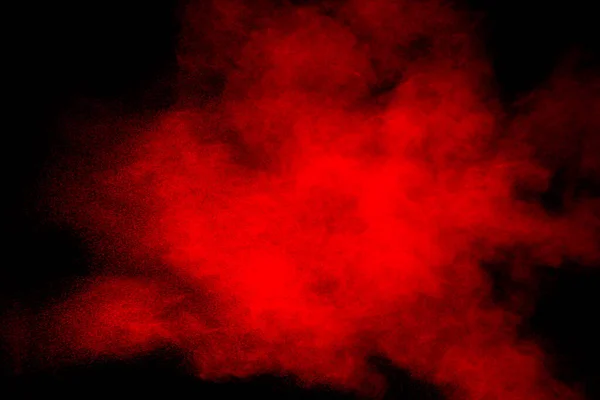 Siyah Arka Planda Kırmızı Barut Patlaması Kırmızı Toz Parçacıklarının Hareketlerini — Stok fotoğraf