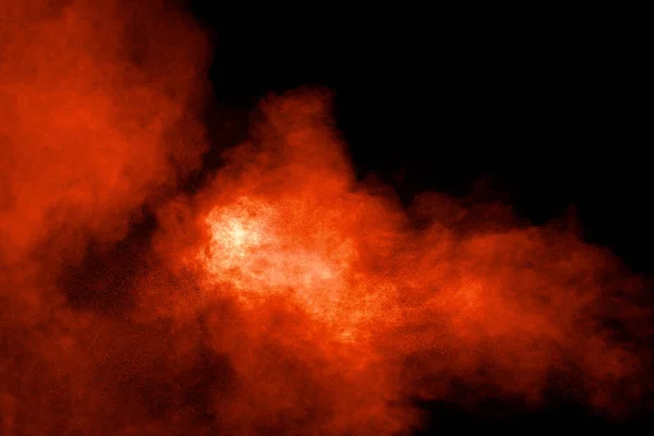 Esplosione Astratta Polvere Arancione Sfondo Nero Movimento Congelamento Polvere Arancione — Foto Stock