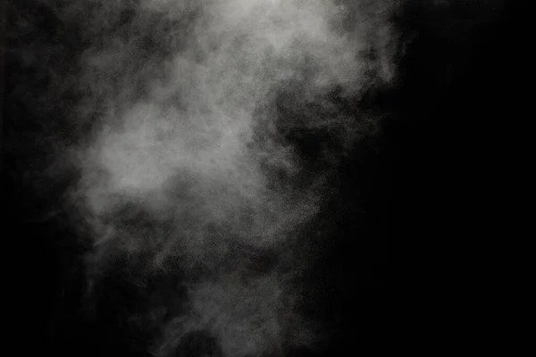 Nuage Explosion Poudre Blanche Sur Fond Noir Particules Poussière Blanche — Photo