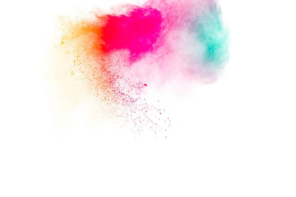 Mnohobarevný Prášek Exploze Bílém Pozadí — Stock fotografie