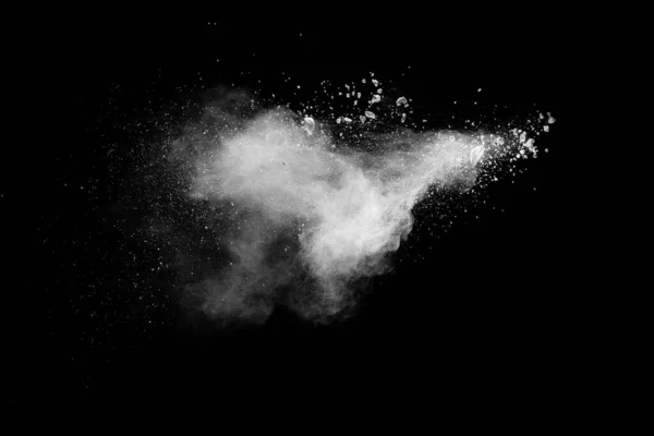 Vitt Pulver Explosion Moln Freeze Rörelse Vita Damm Partiklar Stänk — Stockfoto
