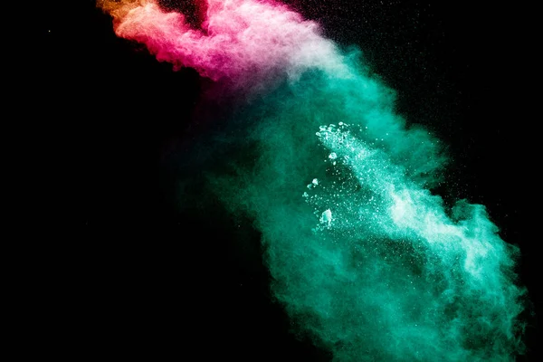 Abstrakti Monivärinen Jauhe Räjähdys Mustalla Taustalla — kuvapankkivalokuva