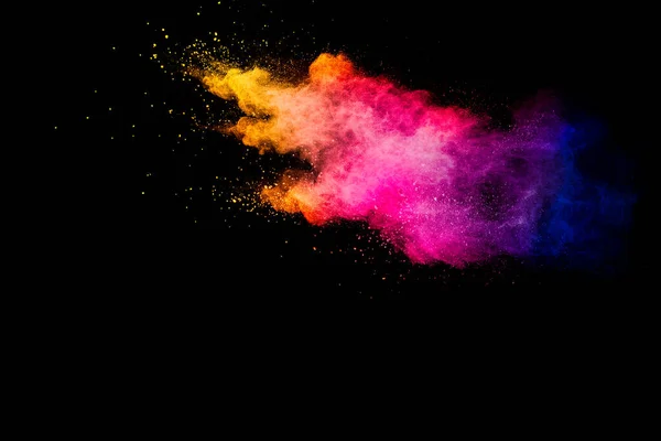 Explosion Multicolored Powder Isolated Black Background — Stock Photo, Image