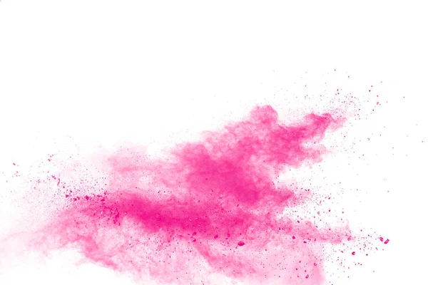 Salpicadura Polvo Rosa Fondo Explosión Polvo Rosa Sobre Fondo Blanco — Foto de Stock