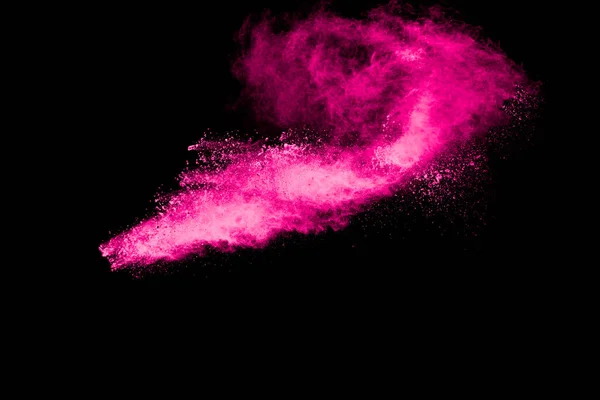 Explosión Polvo Rosa Sobre Fondo Negro — Foto de Stock