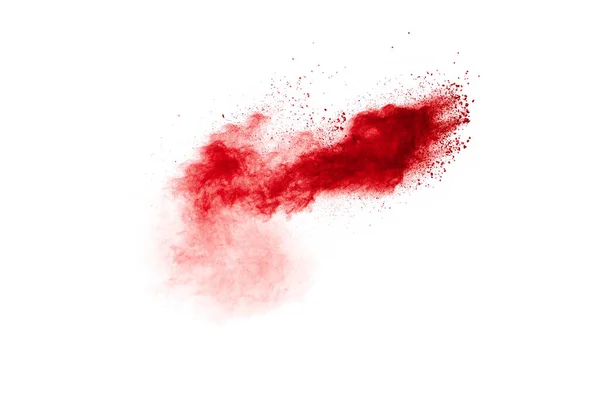 Rood Poeder Explosie Wolk Witte Achtergrond — Stockfoto