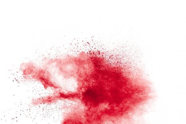 Explosión Polvo Rojo Sobre Fondo Blanco Congelar Movimiento Partículas Polvo — Foto de Stock