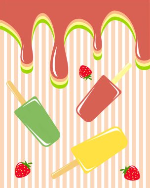 Akan suyu ile çizgili bir arka plan ile meyve dondurma