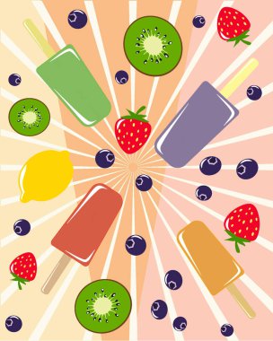 dondurma ve meyve ile pembe tonlarında arka plan