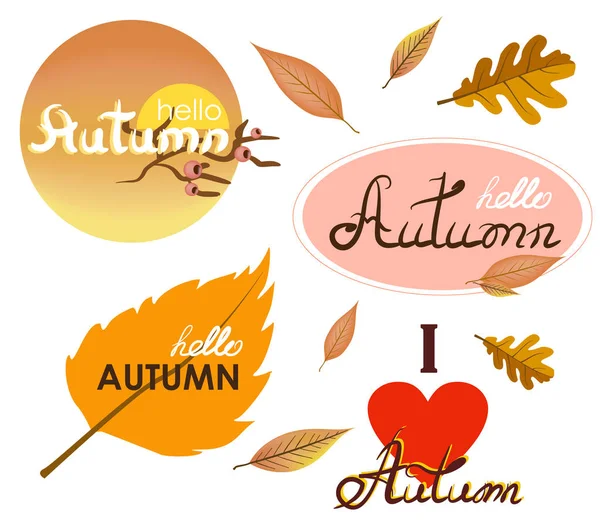 Осенний Комплект Буквами Осенними Листьями — стоковый вектор