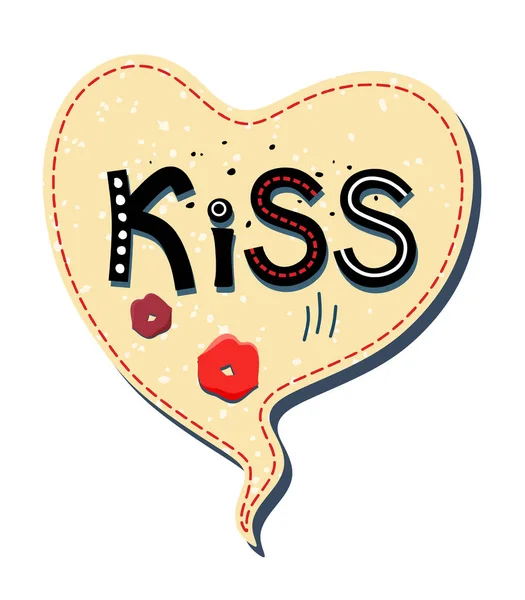Векторные Пузыри Речи Форме Сердца Белом Фоне Внутри Текстом Kiss — стоковый вектор