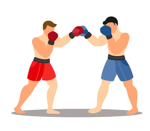 Zwei Boxer Einem Kampf Vor Weißem Hintergrund Cartoon Illustration — Stockvektor